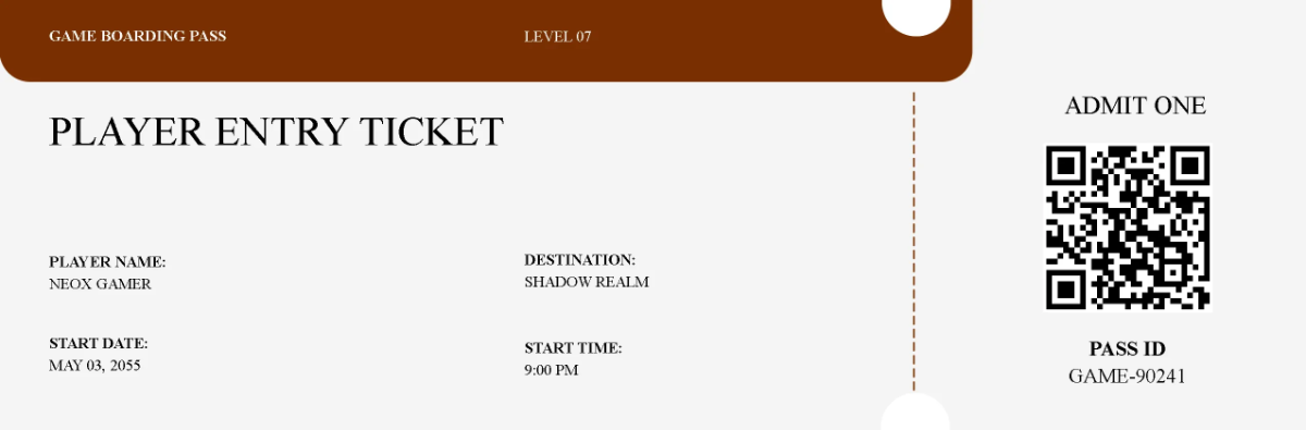 Free Game Boarding Pass Ticket Template to Edit Online
