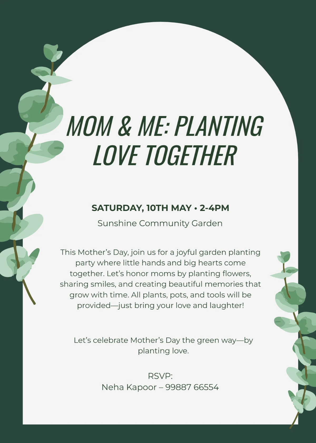 Free Mother's Day Garden Planting Party Invitation Template to Edit Online