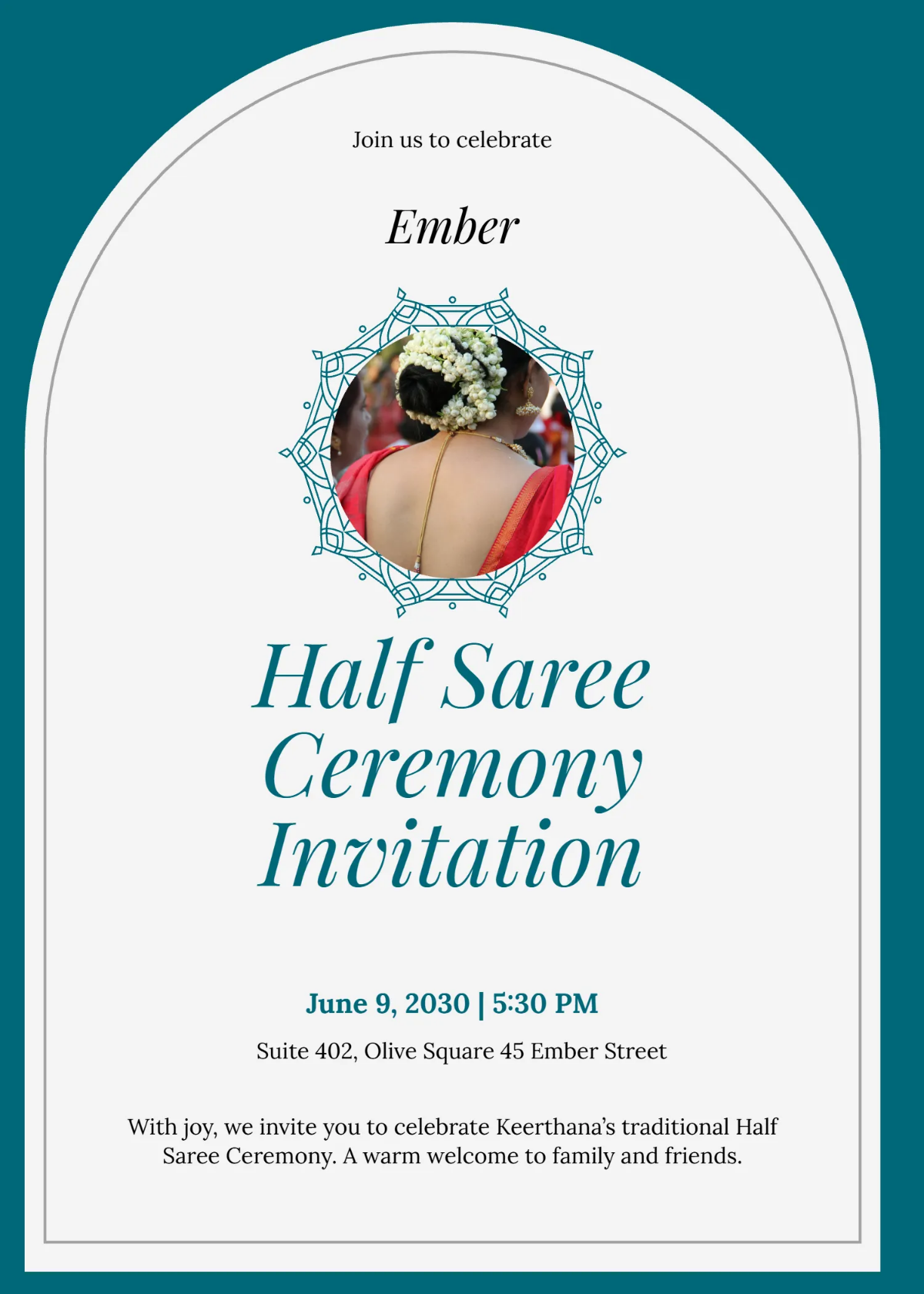 Free Printable Half Saree Invitation Template to Edit Online