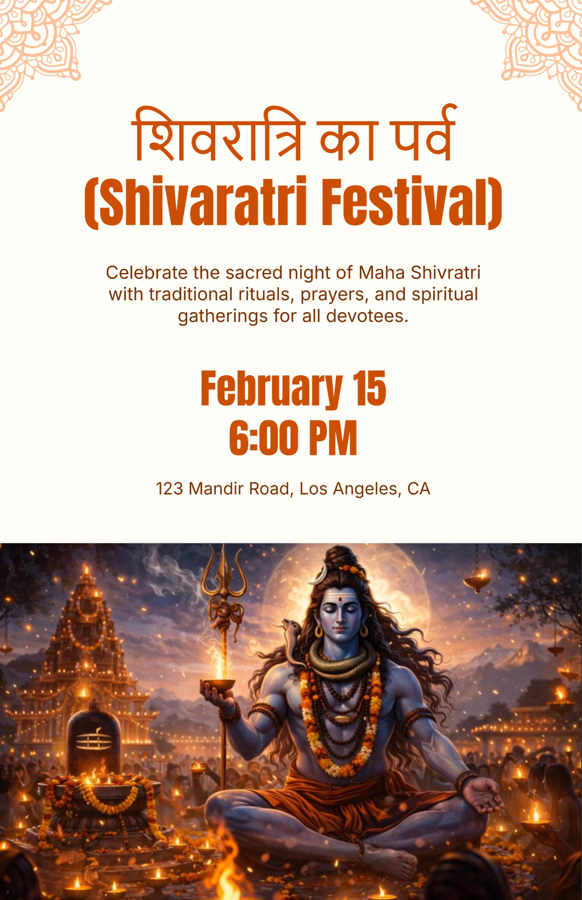 Free Traditional Hindi Maha Shivratri Poster Template to Edit Online