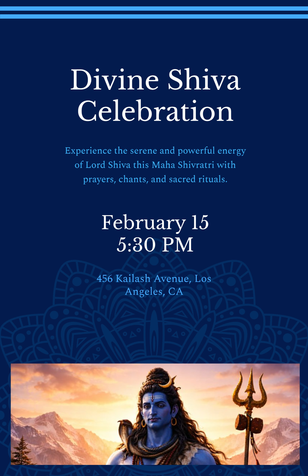 Free Dark Blue Shiva Maha Shivratri Poster Template to Edit Online