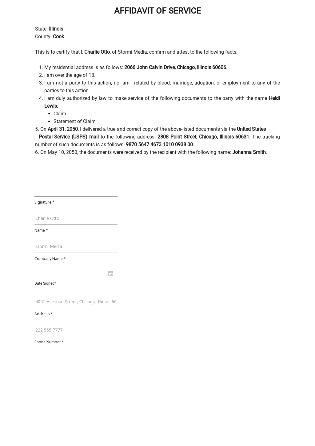 Free Blank Affidavit Service Template - Google Docs, Word | Template.net