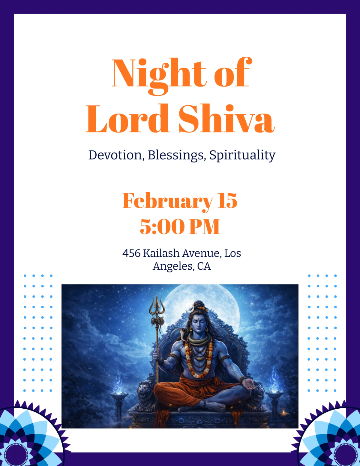 Free Shiva Maha Shivratri Flyer Template to Edit Online