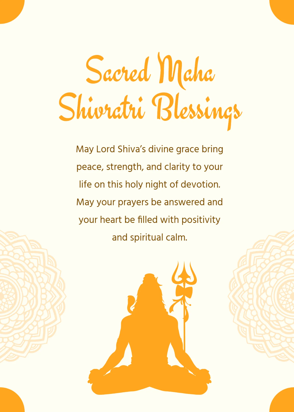 Free Traditional Maha Shivratri Wishes Template to Edit Online