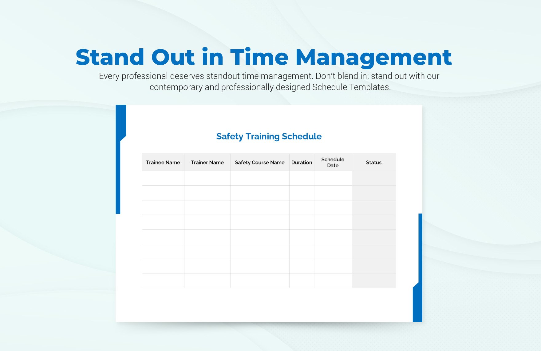 Safety Training Schedule Template