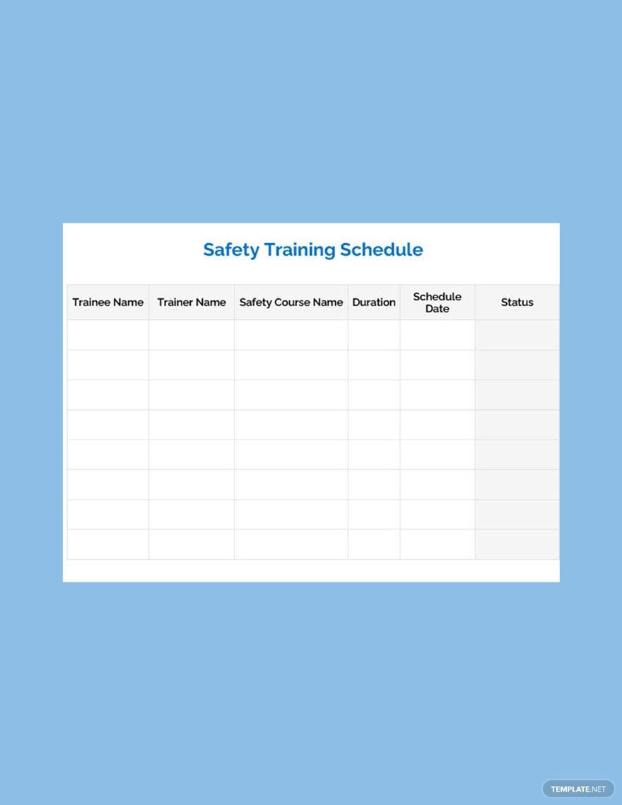 Safety Training Schedule Template