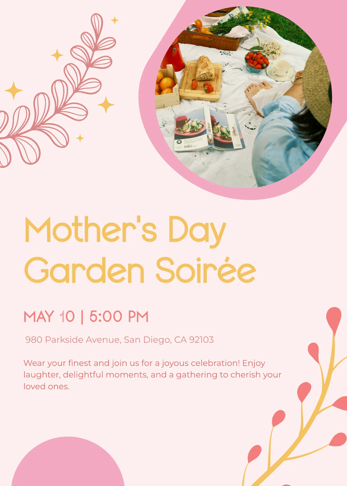 Free Aesthetic Mother's Day Invitation Template to Edit Online