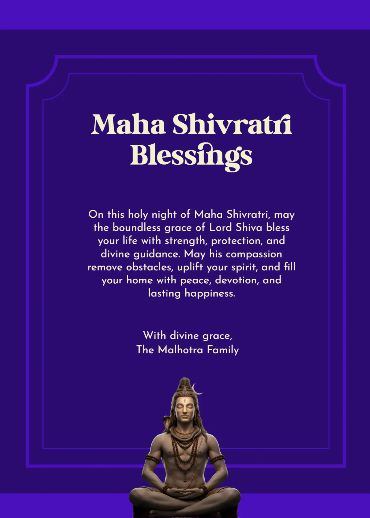 Free Shiva Grace Maha Shivratri Wishes Template to Edit Online