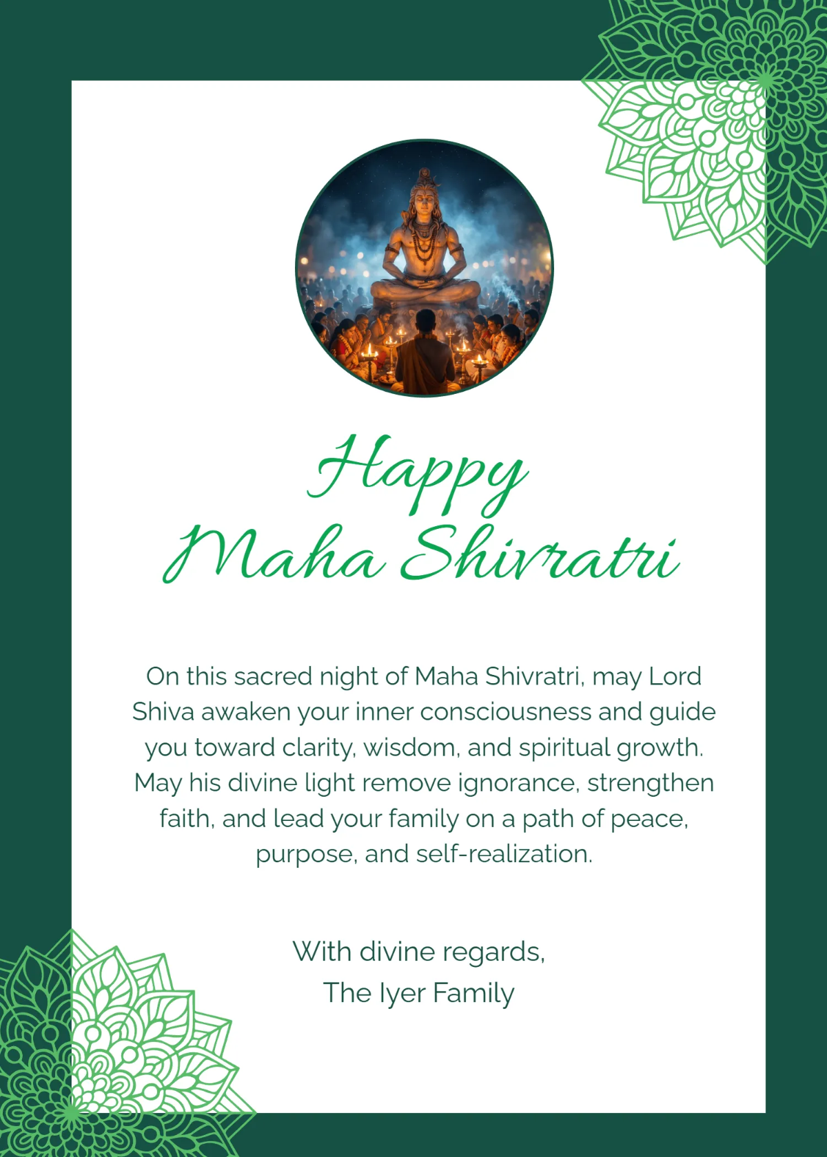 Free Maha Shivratri Spiritual Awakening Wishes Template to Edit Online