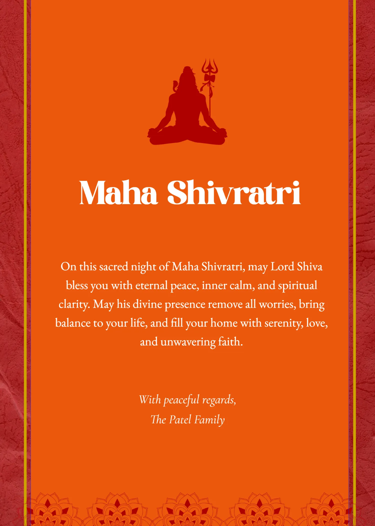 Free Eternal Peace Maha Shivratri Wishes Template to Edit Online