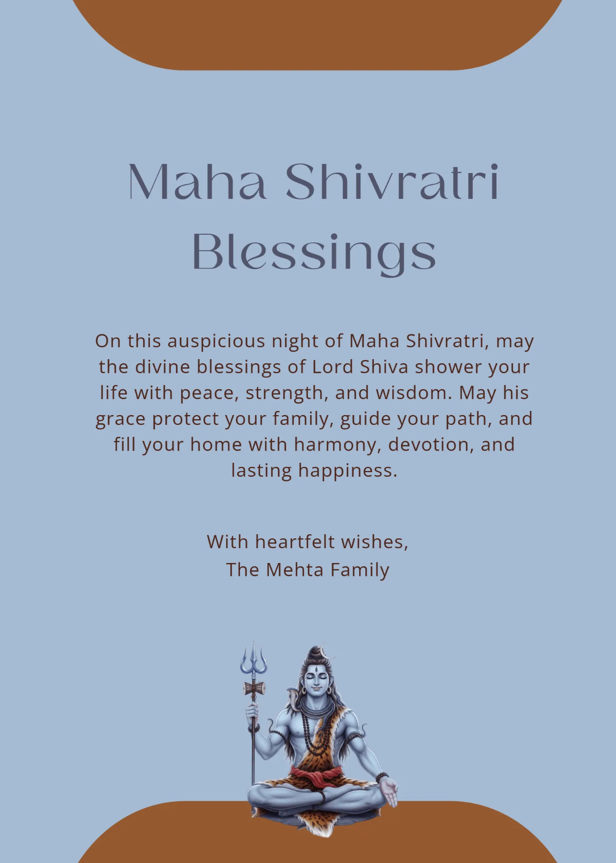 Free Maha Shivratri Devine Blessing Wishes Template to Edit Online