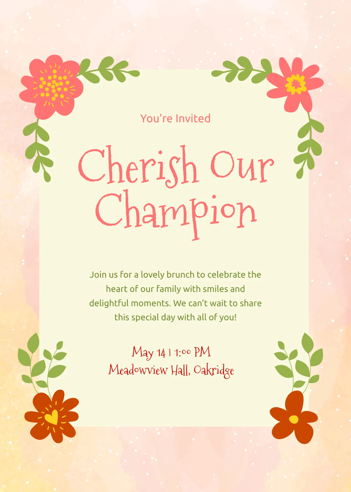 Free Creative Mother's Day Invitation Template to Edit Online