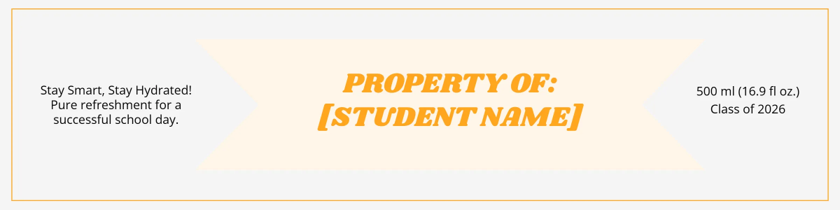 Free School Event Water Bottle Label Template to Edit Online