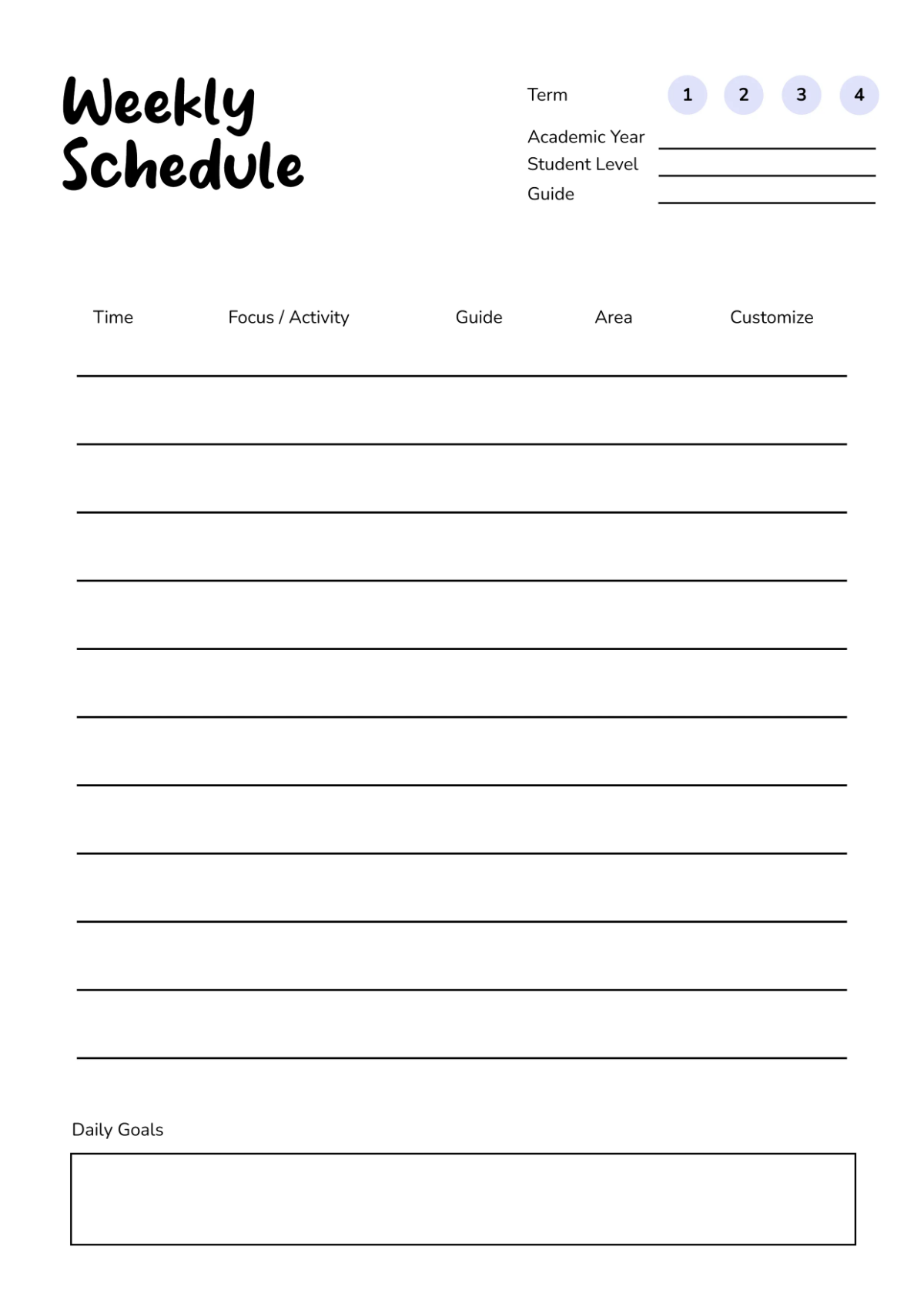 Free Homeschool Classroom Schedule Template to Edit Online