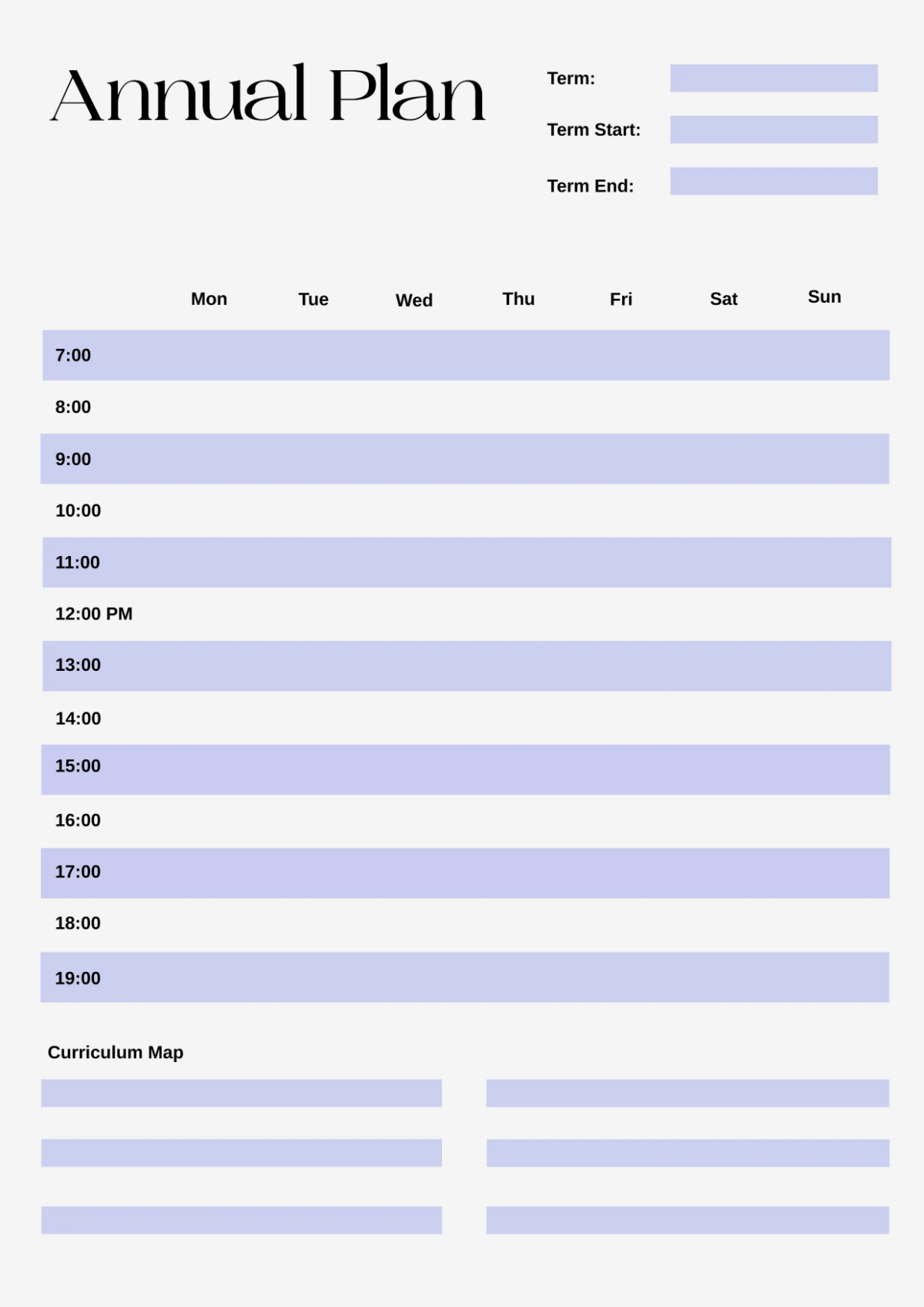 Free Yearly Classroom Schedule Template to Edit Online