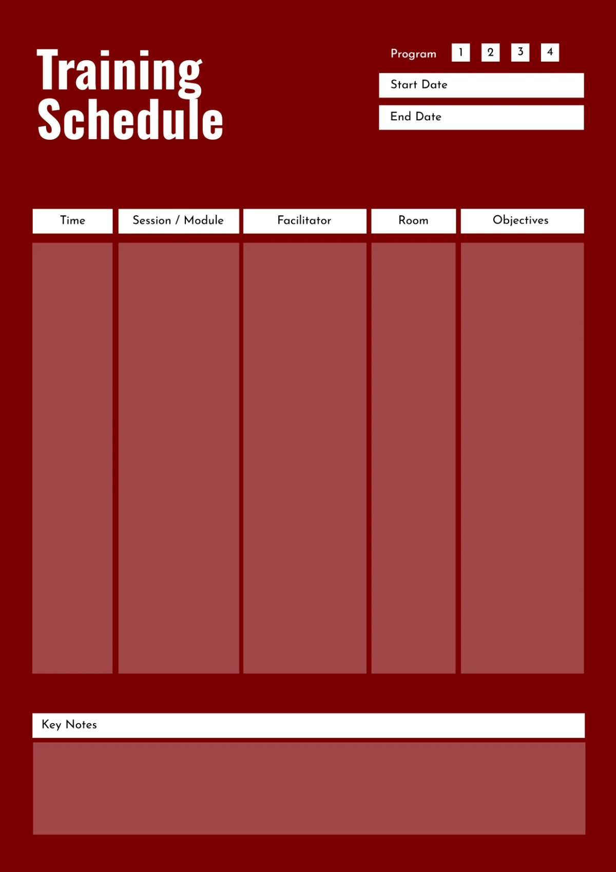Free Training Classroom Schedule Template to Edit Online