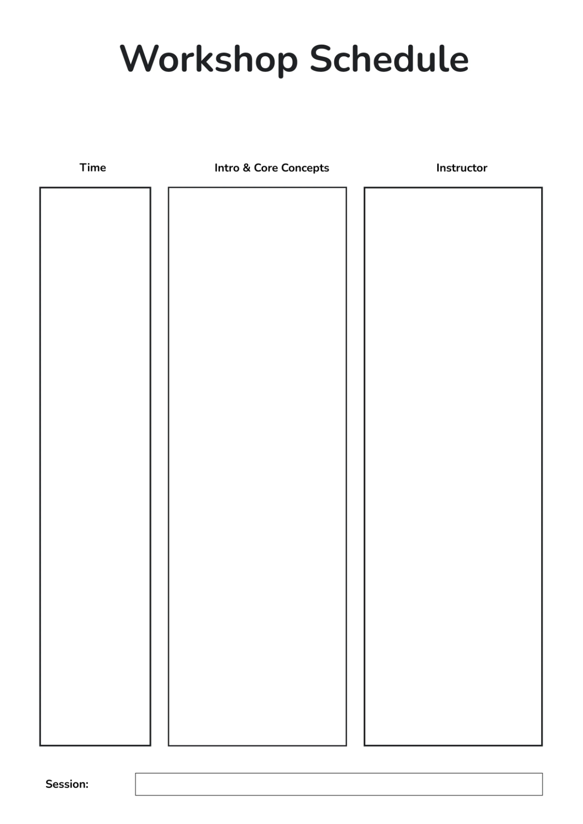 Free Workshop Classroom Schedule Template to Edit Online