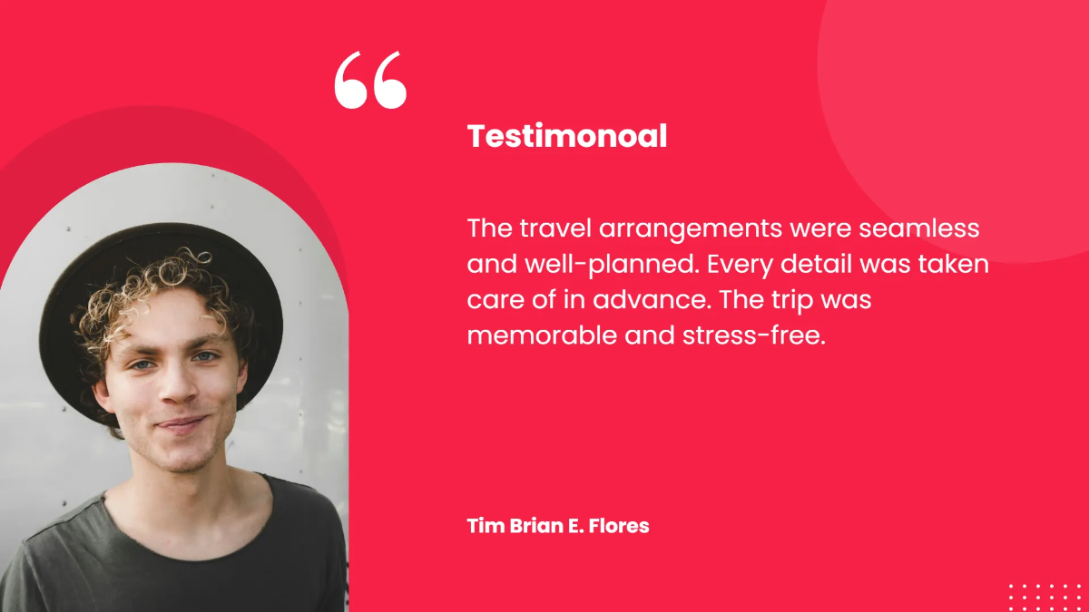 Free Travel Testimonial Template to Edit Online