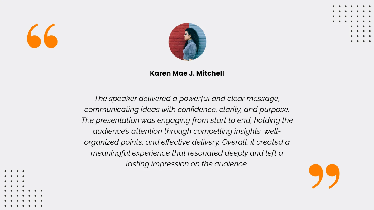 Free Speaker Testimonial Template to Edit Online