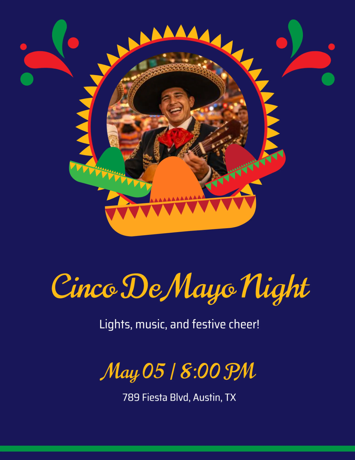Free Party Night Cinco De Mayo Flyer Template to Edit Online