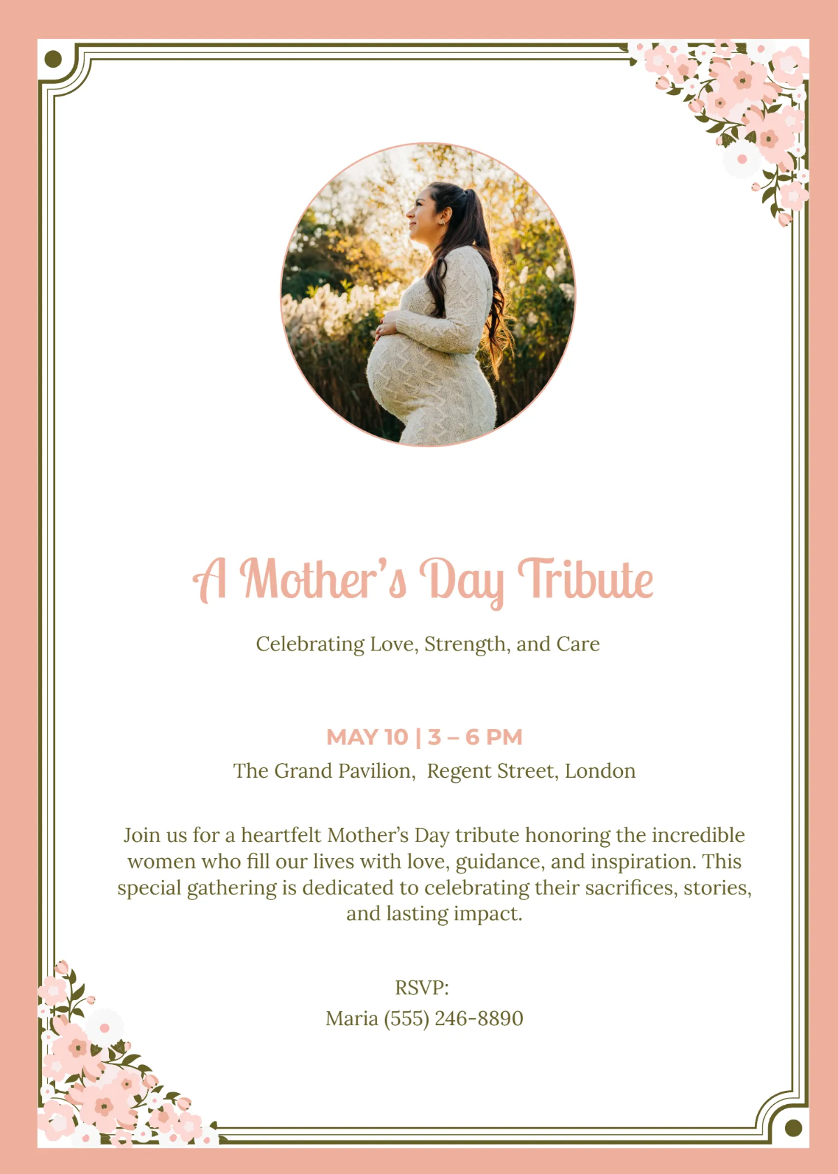 Free Mother's Day Tribute Invitation Template to Edit Online