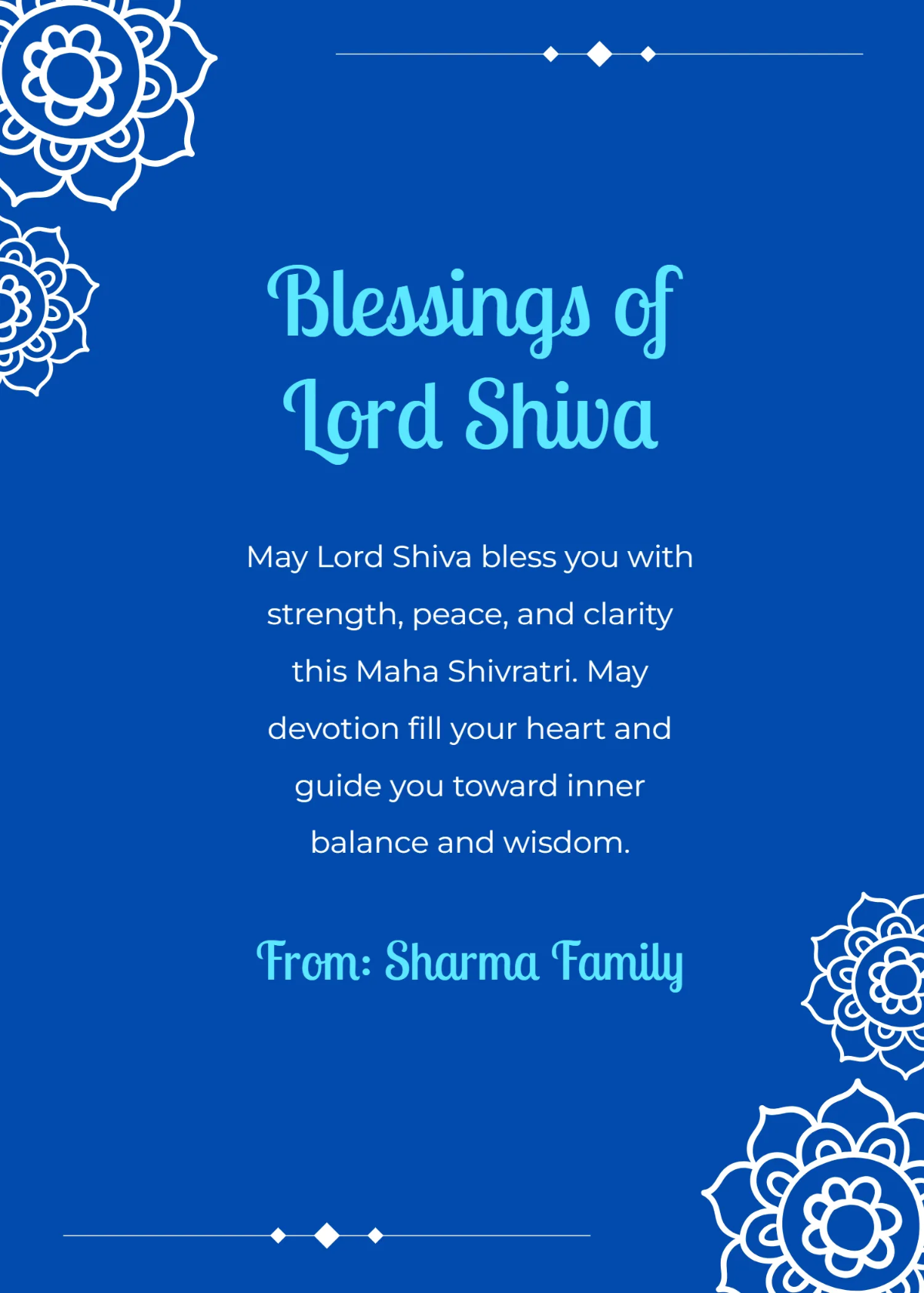 Free Lord Shiva Maha Shivratri Wishes Template to Edit Online