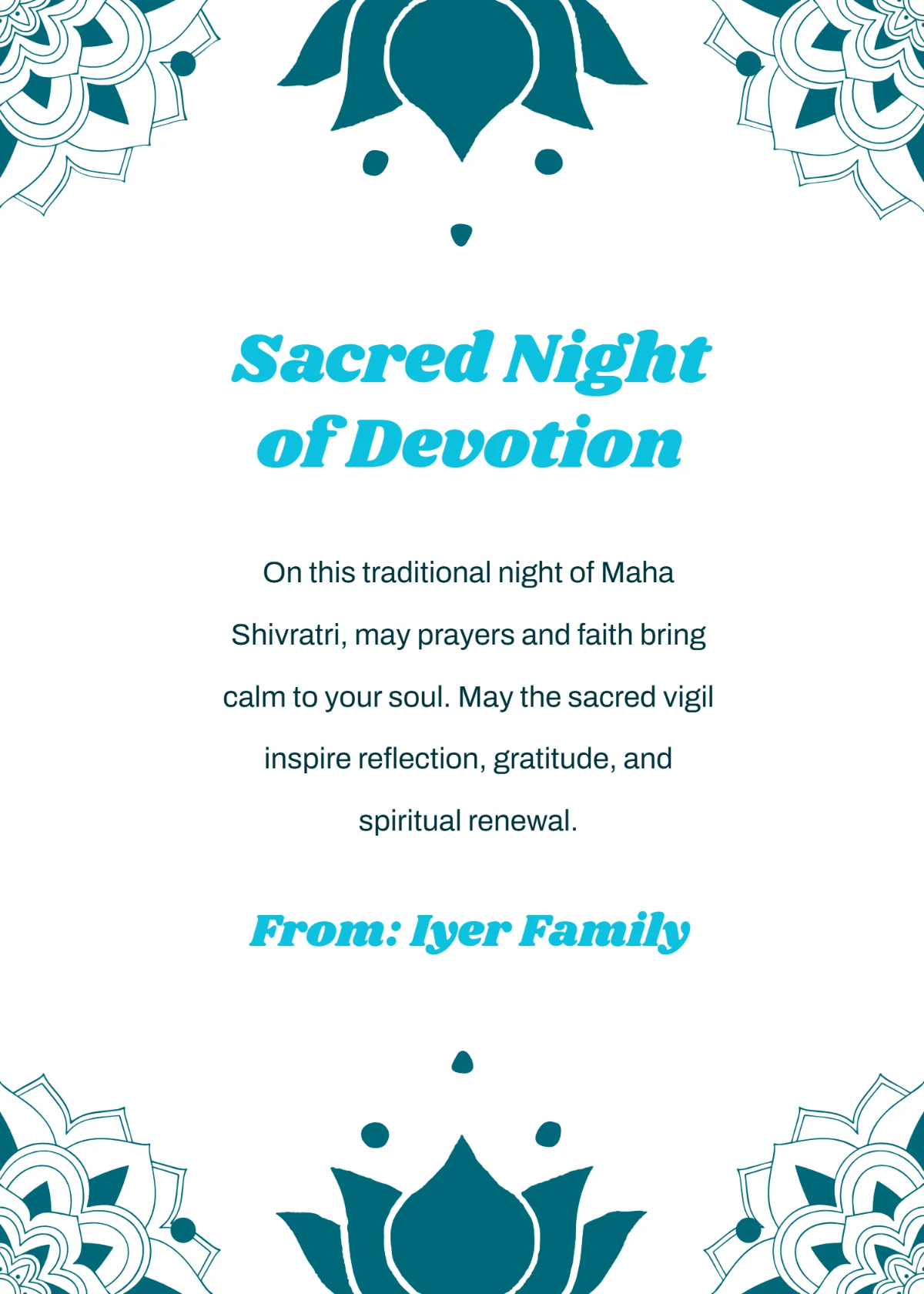 Free Traditional Night Maha Shivratri Wishes Template to Edit Online