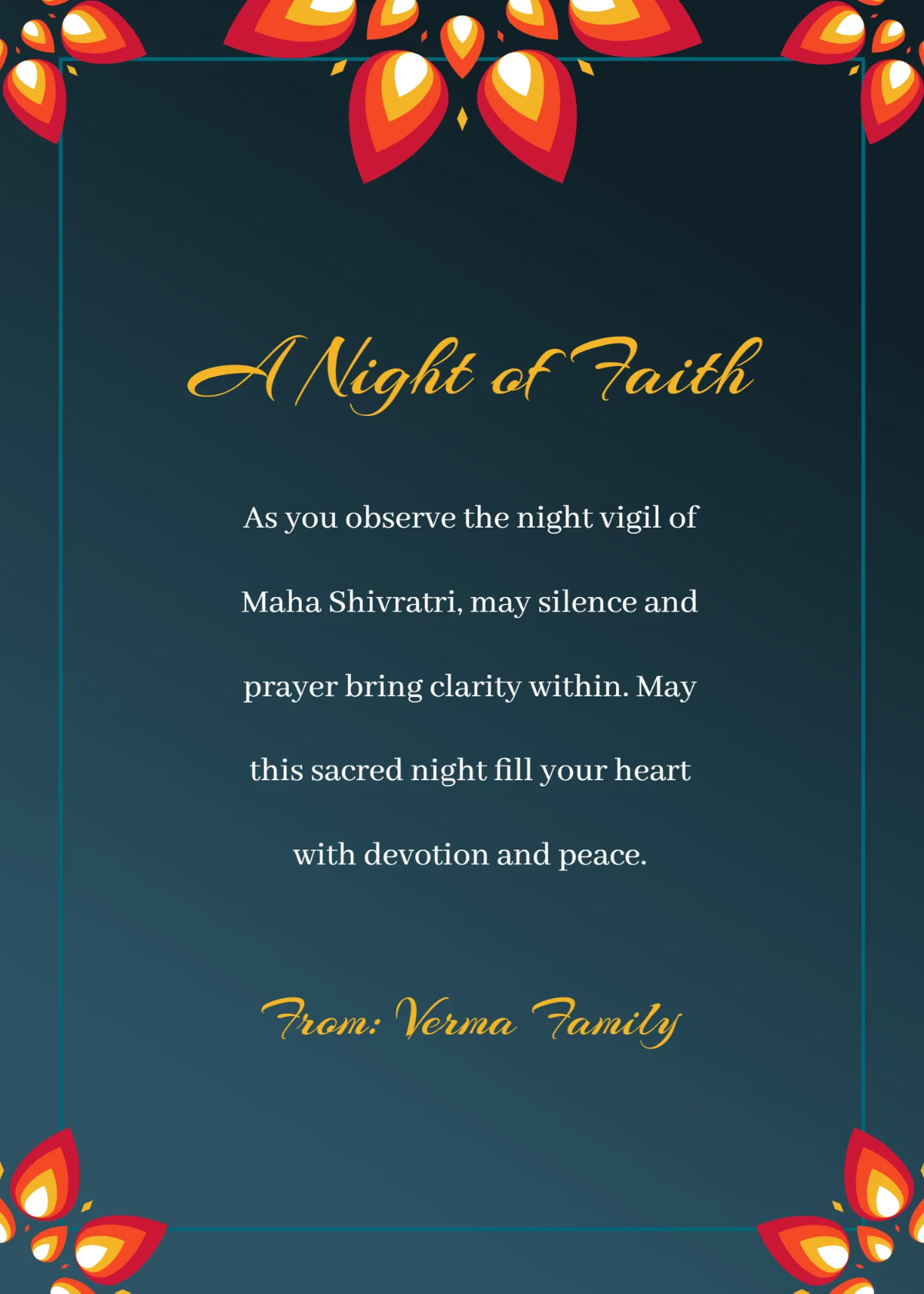 Free Night Vigil Maha Shivratri Wishes Template to Edit Online