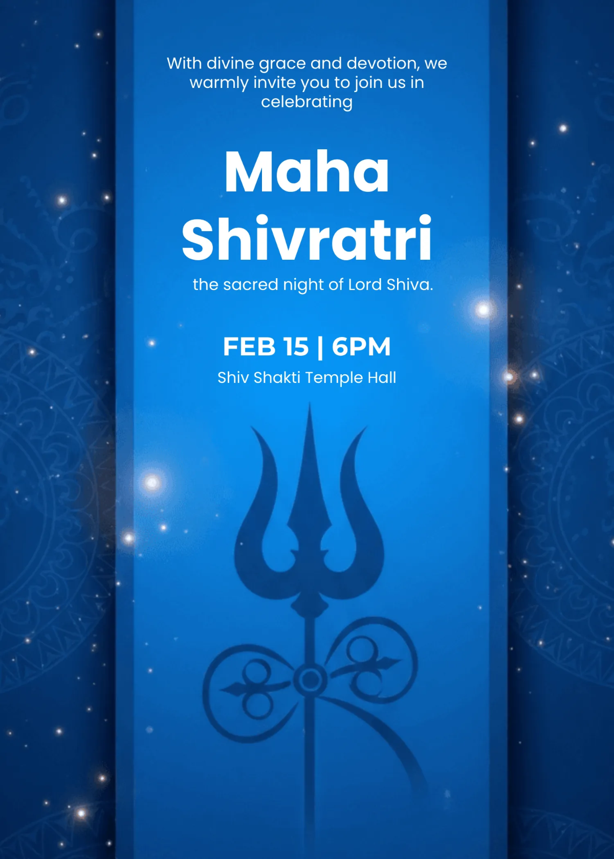 Free Blue Maha Shivratri Invitation Template to Edit Online