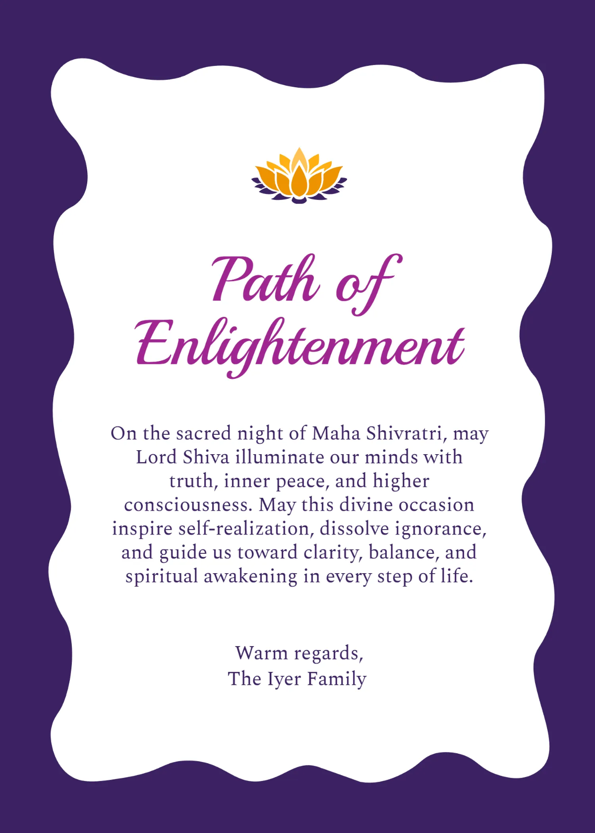 Free Enlightenment Maha Shivratri Wishes Template to Edit Online