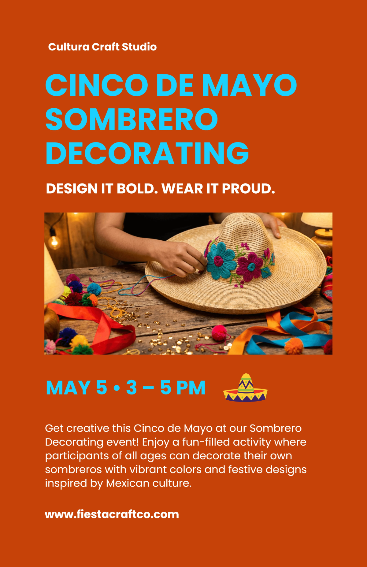 Free Sombrero Decorating Cinco De Mayo Poster Template to Edit Online