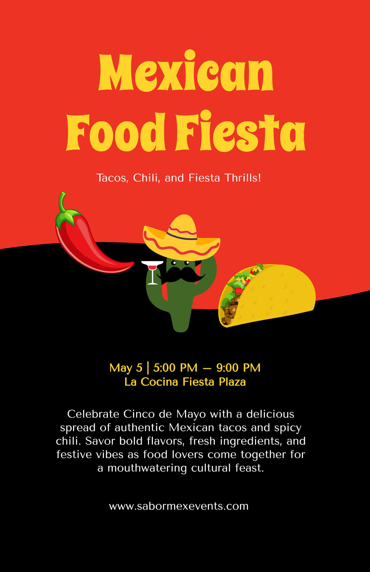 Free Cinco De Mayo Mexican Food Poster Template to Edit Online