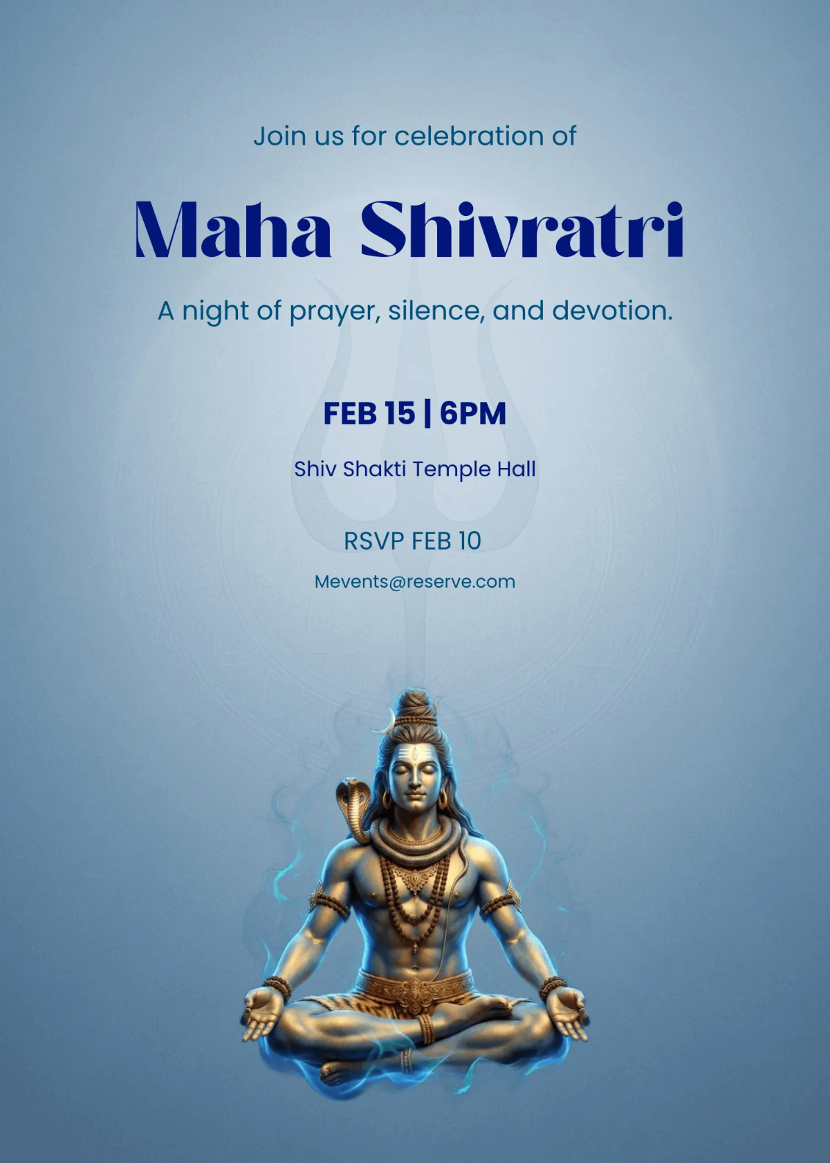 Free Simple Maha Shivratri Invitation Template to Edit Online