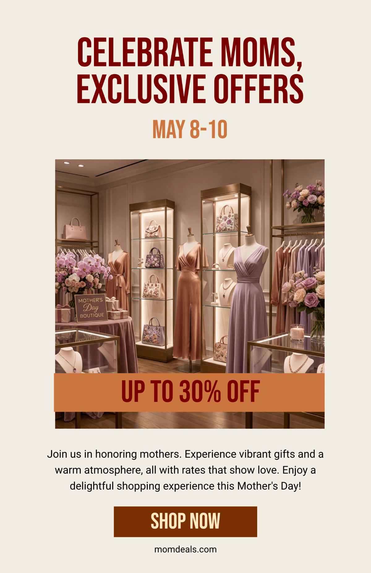 Free Mother's Day Sale Poster Template to Edit Online