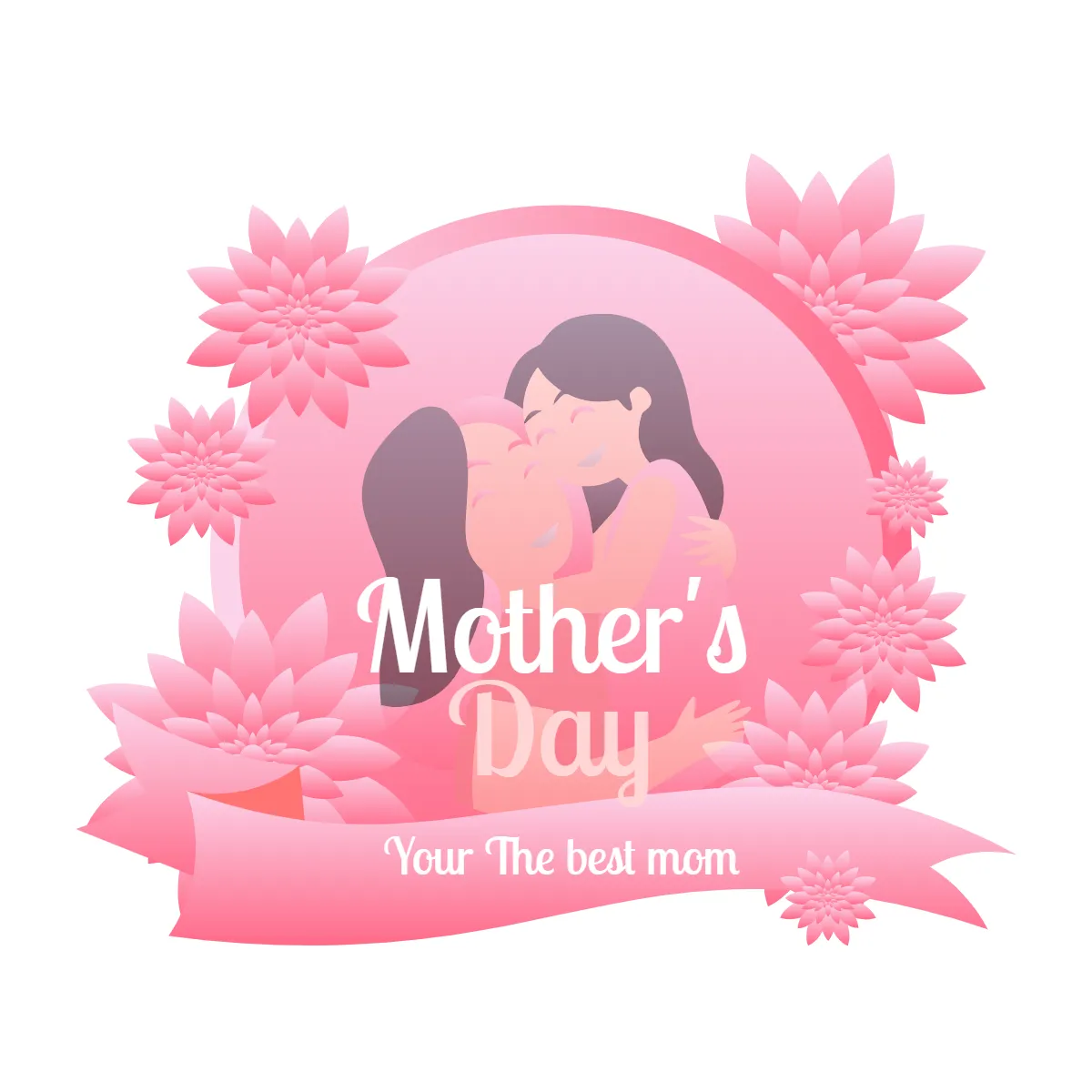 White Pink Mother's Day Clip Art Templates