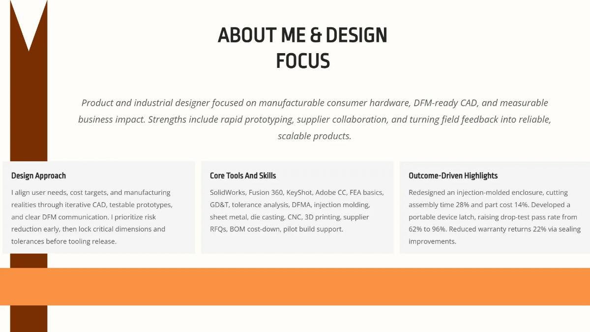 Free Product & Industrial Design Portfolio Template to Edit Online