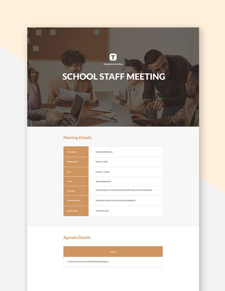 Free School Staff Meeting Template - Google Docs, Word, Apple Pages