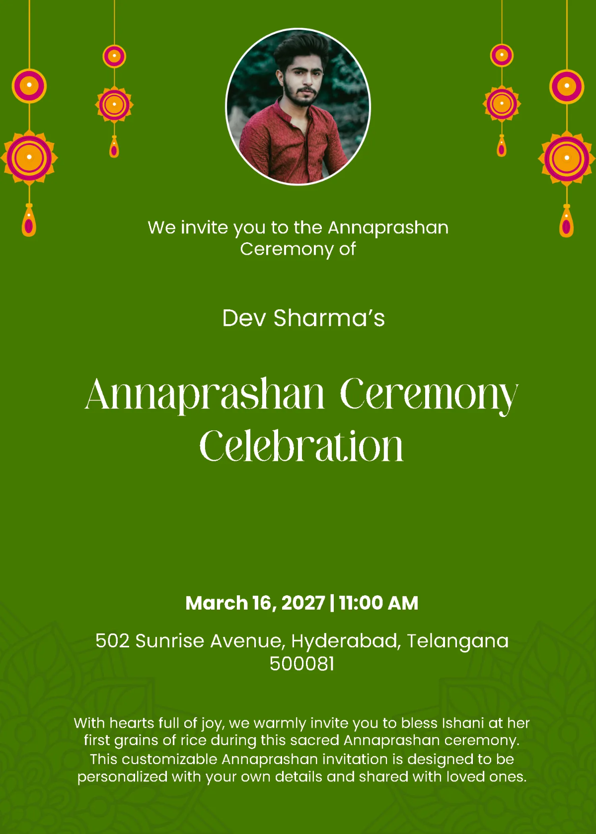 Free Customizable Annaprashan Invitation Template to Edit Online