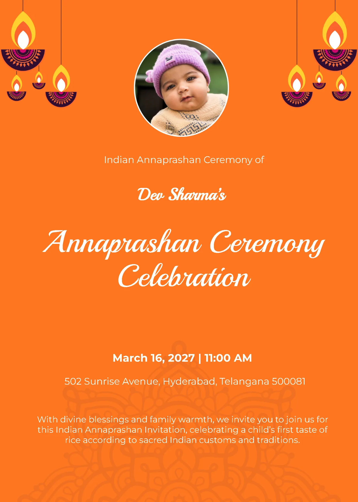 Free Indian Annaprashan Invitation Template to Edit Online