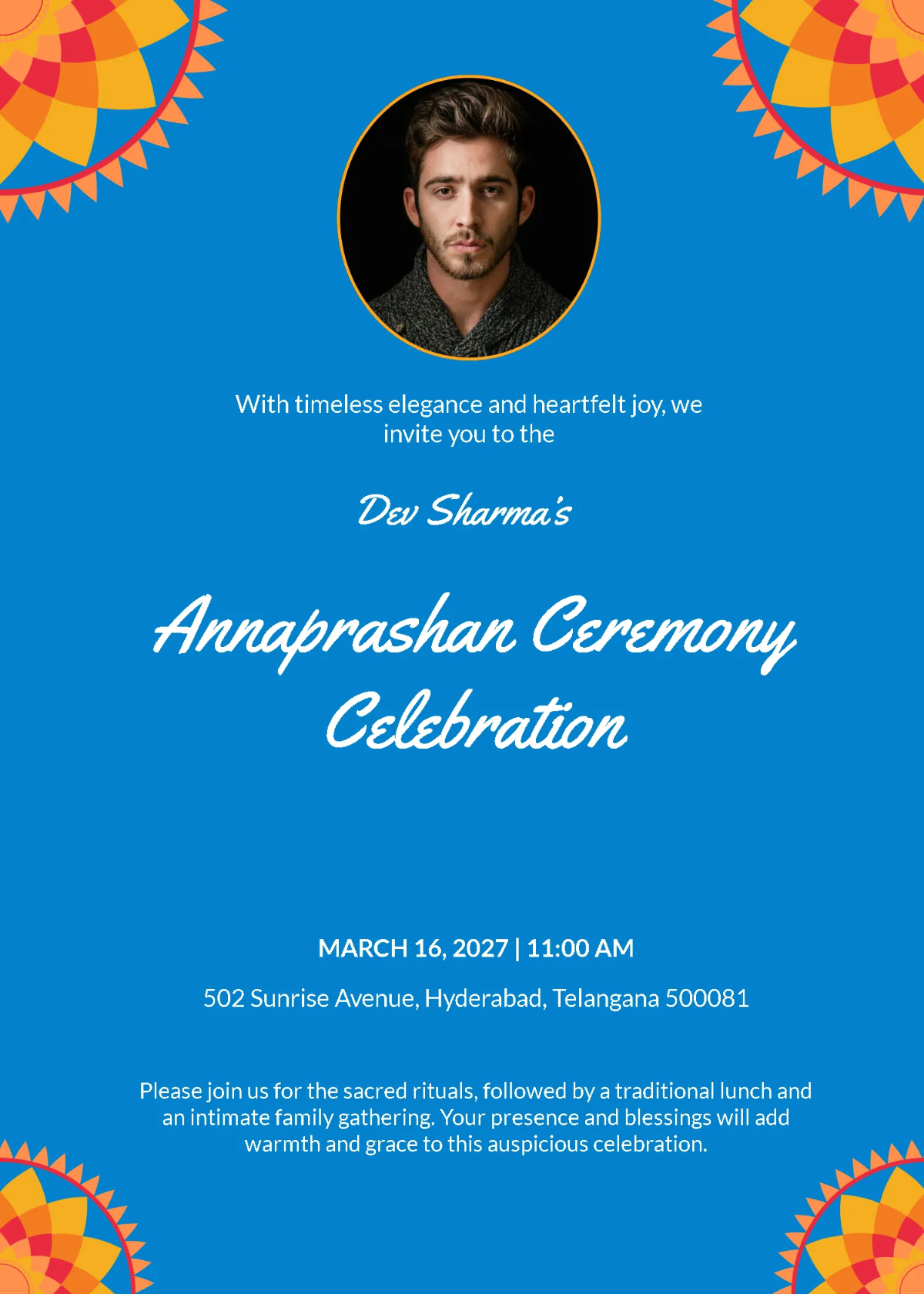 Free Elegant Annaprashan Invitation Template to Edit Online