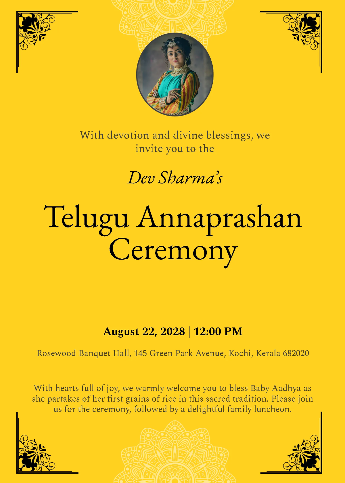 Free Hindu Annaprashan Invitation Template to Edit Online