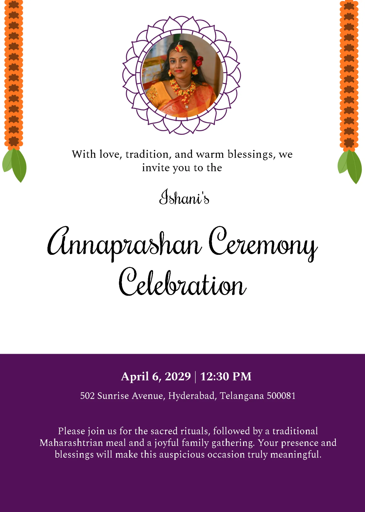 Free Marathi Annaprashan Invitation Template to Edit Online