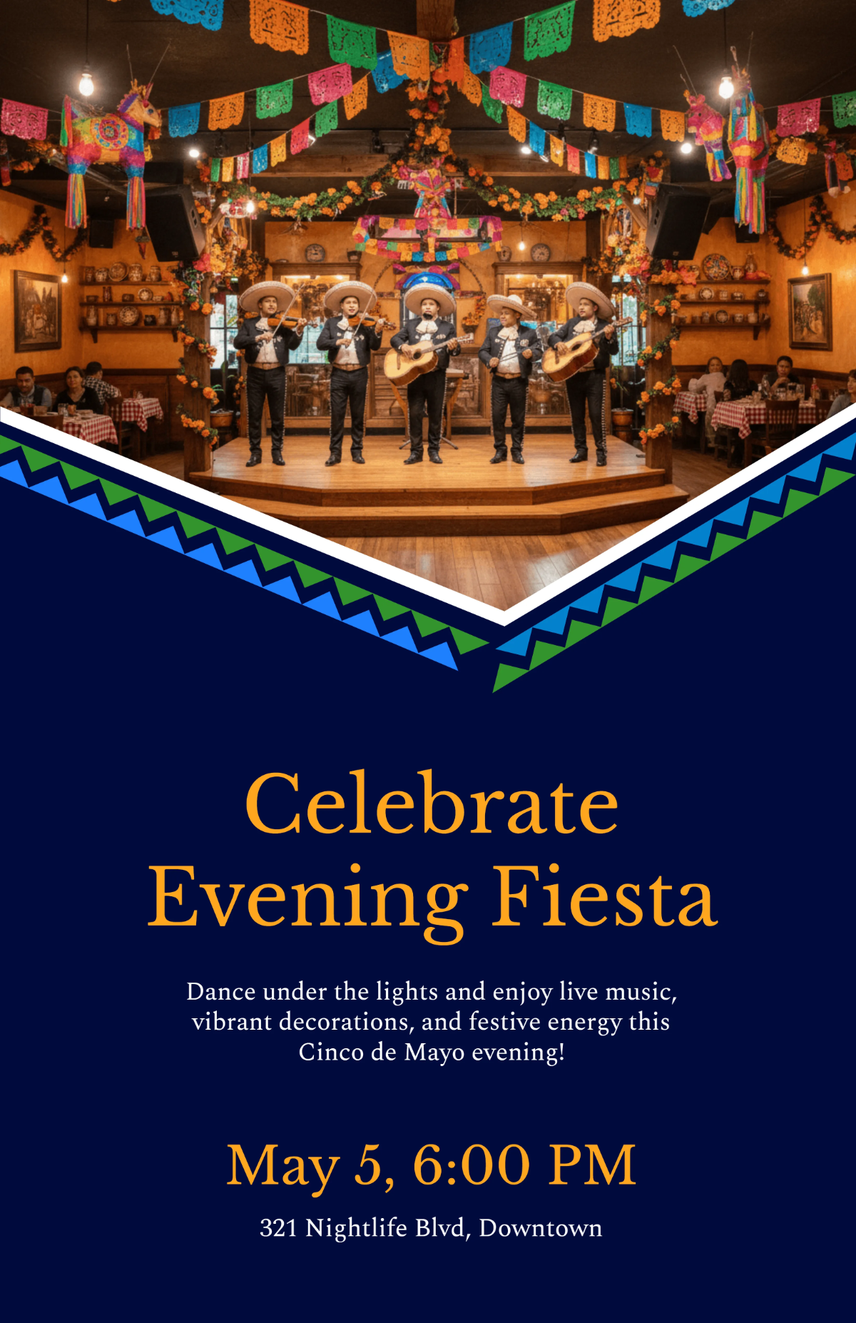 Free Evening Fiesta Cinco de Mayo Poster Template to Edit Online Free Evening Fiesta Cinco de Mayo Poster Template to Edit Online