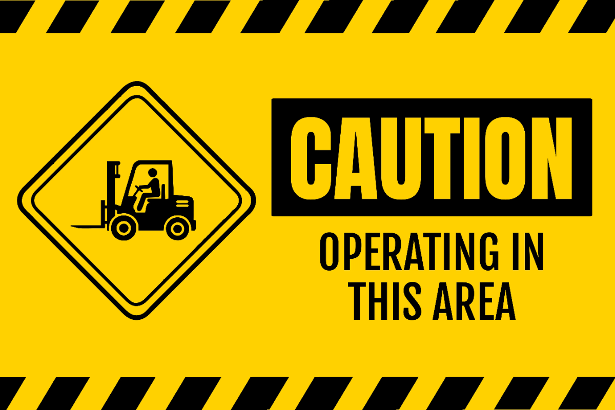 Free Forklift Operating Area Caution Sign Template to Edit Online