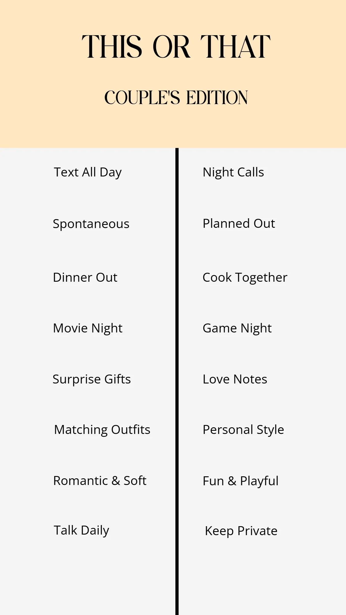 Free Couple This or That Template to Edit Online