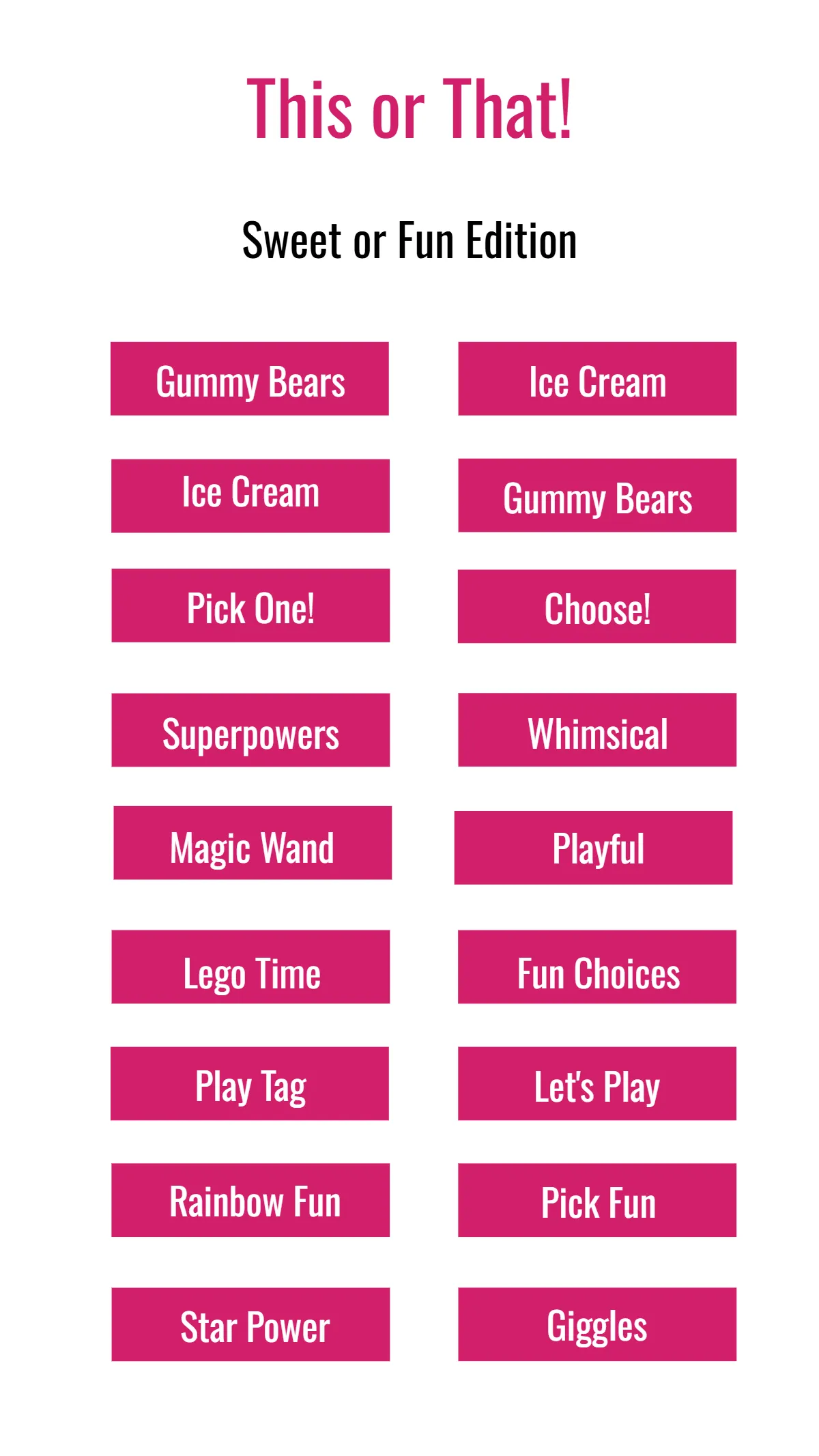 Free Kids This or That Template to Edit Online