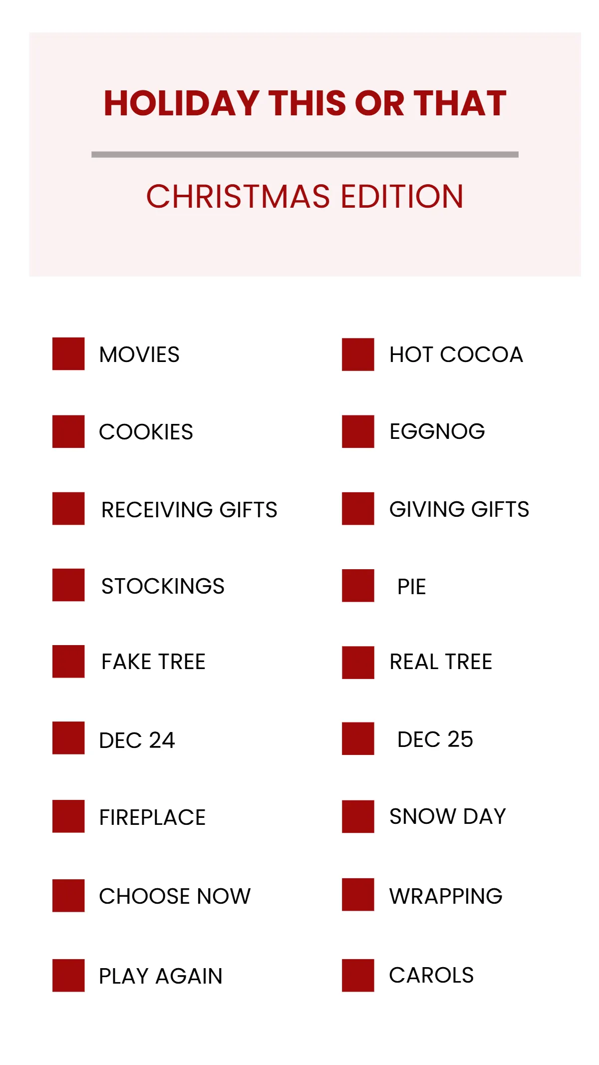 Free Christmas This or That Template to Edit Online