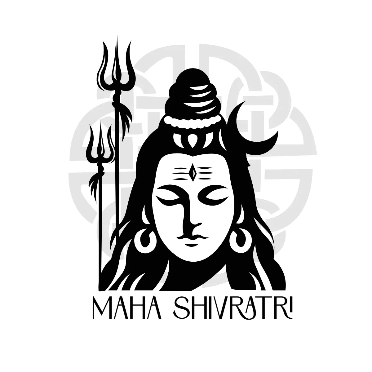 Free Maha Shivratri Black and White Design Clip Art Templates to Edit Online
