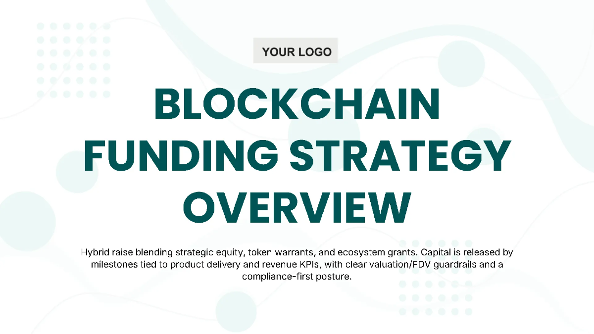 Free Blockchain Funding Strategy Pitch Deck Template to Edit Online