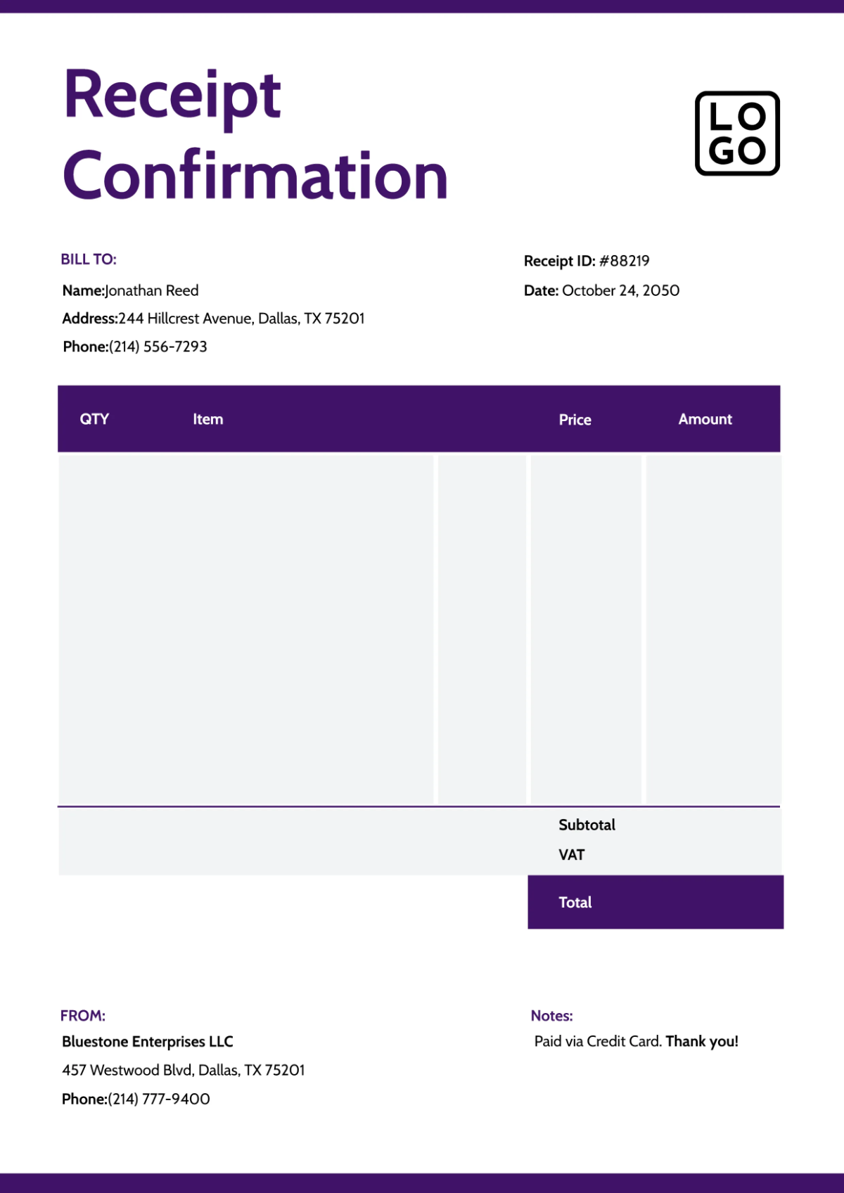 Free Retail Receipt Template to Edit Online